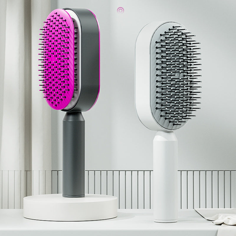 Self cleaning hair brush